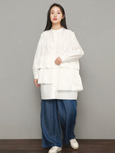 Women Solid Color Round Neck Casual Shirt